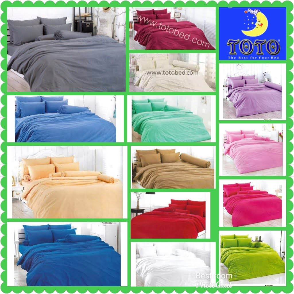TOTO : ชุดผ้าปูที่นอน + รวมผ้านวม ขนาด3.5, 5, 6ฟุต **มีหลายสีให้เลือก**เครื่องนอนโตโต้ รุ่นสีพื้น