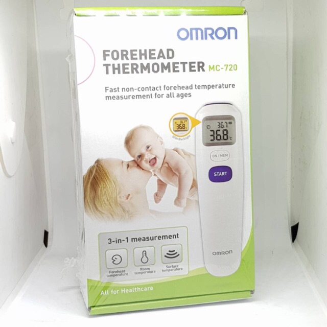 ประกันศูนย์ไทย Omron Thermometer เทอร์โมมิเตอร์วัดอุณหภูมิจากหน้าผาก MC-720 มีแถมกระเป๋าเก็บอุณหภูมิ