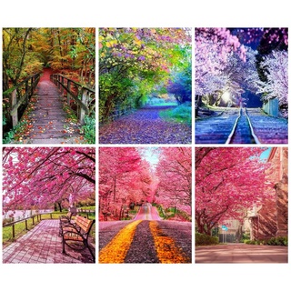 Ruopoty ภาพวาดสีน้ํามันอะคริลิค ตามตัวเลข รูปต้นไม้ 60x75 ซม. 50x65 ซม. 40x50 ซม. สําหรับตกแต่งผนังบ้าน DIY