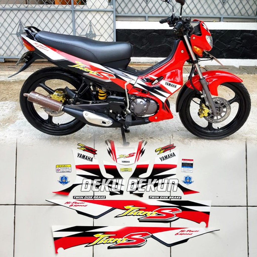 MERAH Yamaha Tiara S Red Black Striping, Varnish Resistance, Anti-Scratch, สามารถเคลือบเงาได้