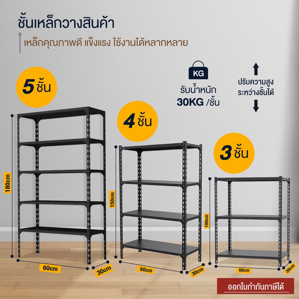 ชั้นวางของ เหล็กทั้งชุด 3.4.5ชั้น ขนาด100-180cm เก็บของ ใช้กับโกดัง ห้องครัว วางขายของ เหล็กแข็ง