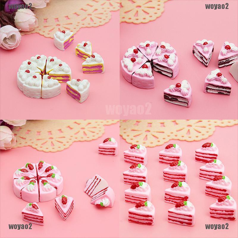 〈woyao〉 10pcs DIY New Cabochons Crafts Flower Triangle Cake Resin