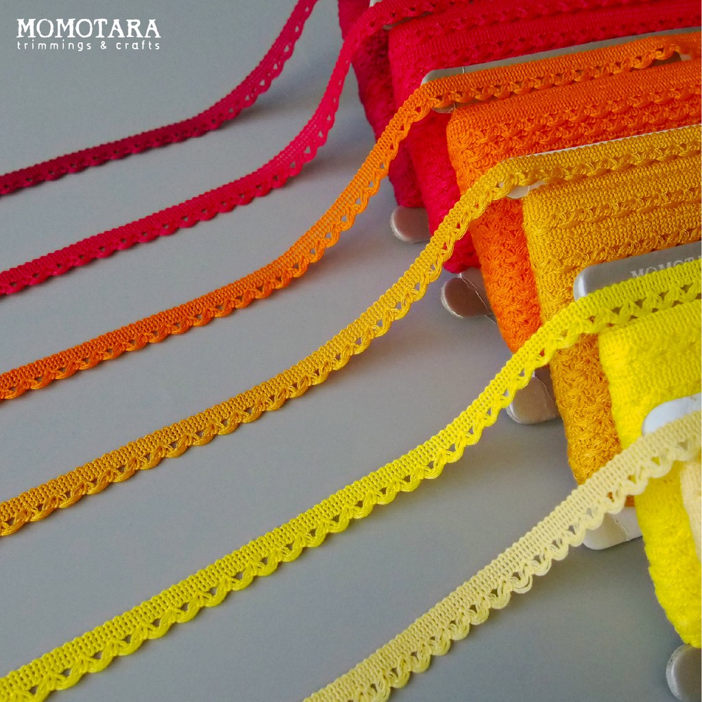 MOMOTARA No. 2123 (ชุดที่ 2) เทปทอ Knit เทปทอแต่งริม Edge Knit ขนาด 1.2 CM ยาว 36 หลา เทป ริบบิ้น วัสดุตกแต่ง diy