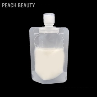 Peach Beauty Refillable Empty Squeeze Pouch Cosmetic Lotion Shampoo Plastic Spout Foldable Sample Containers for Travel