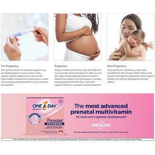 One A Day Prenatal Advanced Multivitamin & Brain Support วิตามินรวมคนท้อง เตรียมตั้งครรภ์ ให้นมบุตร สำหรับ 30 และ 60 วัน