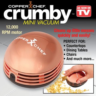 Copper Chef Crumbyเครื่องดูดฝุ่นขนาดเล็กแบบพกพา ขจัดเศษยางลบ เศษผงฝุ่น บนโต๊ะทำงานที่บ้านและออฟฟิตใช้ถ่าน AA 2ก้อน