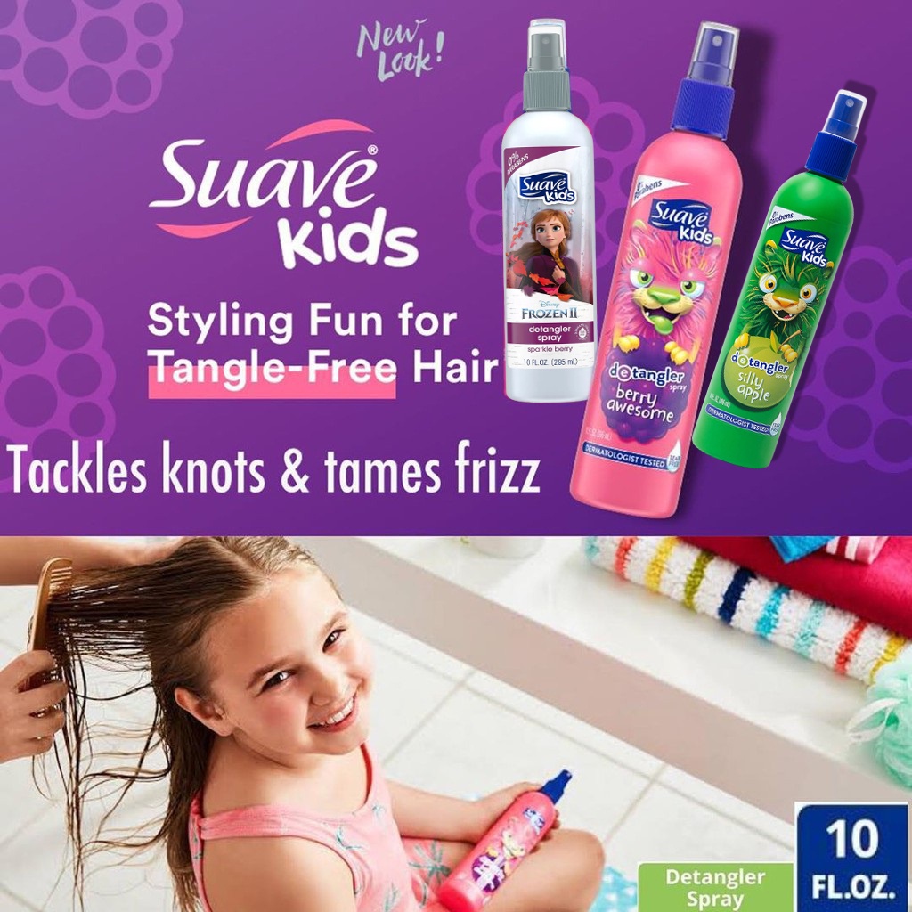 นำเข้า  สเปรย์บำรุงผมป้องกันผมพันกัน Suave Kids Swirlberry Detangler Spray, 10 oz