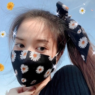 Daisy Mask : เซ็ตหน้ากากผ้าและโบว์ผูกผมลายเดซี่