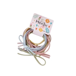 Kf134 6 ชิ้น/การ์ดสีลูกกวาดเรียบง่ายยางรัดผมยืดหยุ่นสูง
