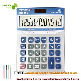 Olympia DX-12S Calculator Free ballpoint pen 0.7 mm. blue Mixed colors Quantum Sense 4 pieces