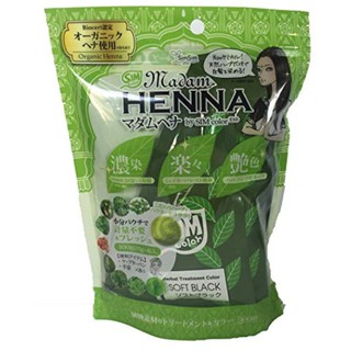 SIM SIM MADAM HENNA ผลิตภัณฑ์เปลี่ยนสีผม มาดาม เฮนน่า ปราศจากสารเคมี ปกปิดผมขาว สีดำ ซอฟท์ แบล๊ค ชุดละ 3 ถุง ถุงละ 100 ก