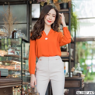 เสื้อแขนยาวสีพื้น Maristar 1907  | Solid Long Sleeve Blouse เนื้อผ้า polyester100% เนื้อผ้านิ่มและลื่นใส่สบาย