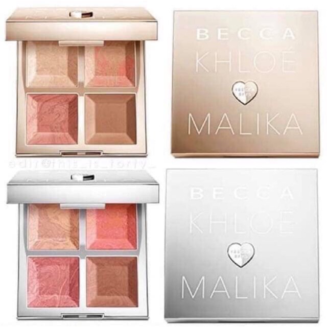 🥰 พร้อมส่ง 🥰BECCA x Khloe Kardashian & Malika Haqq Bronze, Blush & Glow Palette (Limited Edition)