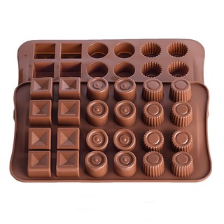 แม่พิมพ์ ซิลิโคนช็อคโกแลตแม่พิมพ์ขนมเบเกอรี่ 24-Piece Flower Round Square Multi-Shaped 3-Shape Integrated Silicone Choco