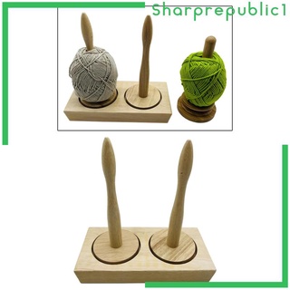 [sharprepublic1] Double Wooden Yarn Holder Durable Yarn Dispenser for Crochet Accessory