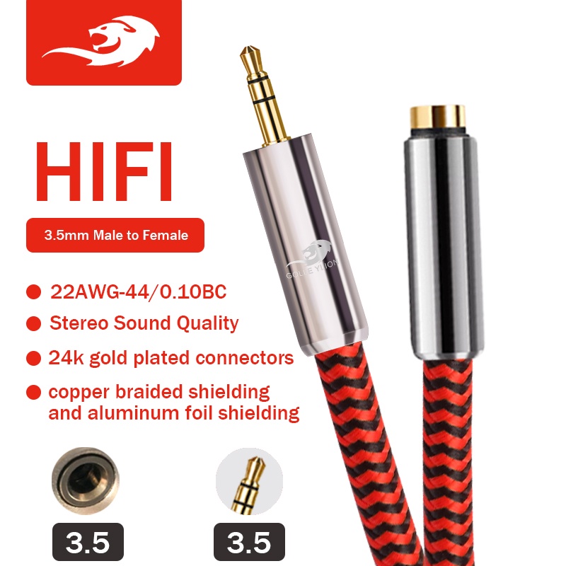Golley LION AUX อะแดปเตอร์สายเคเบิลเสียง 6.35 มม. TS เป็น XLR ปลั๊กชุบทอง สําหรับโทรศัพท์ คอมพิวเตอร์ เครื่องดนตรี กีตาร์