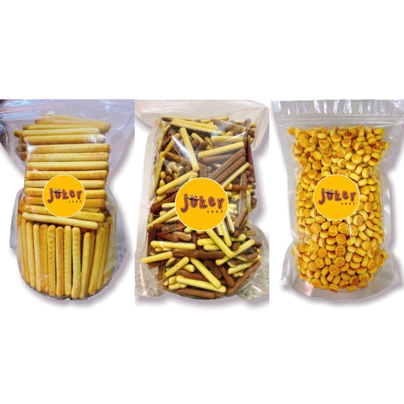 ขนมปังบุหรี่ 2 สี/ปังกระดุมเค็ม/ปังไผ่ยาว11cm แบ่งขาย น้ำหนัก 250/500/1000 กรัม (ใส่ถุงแก้ว)