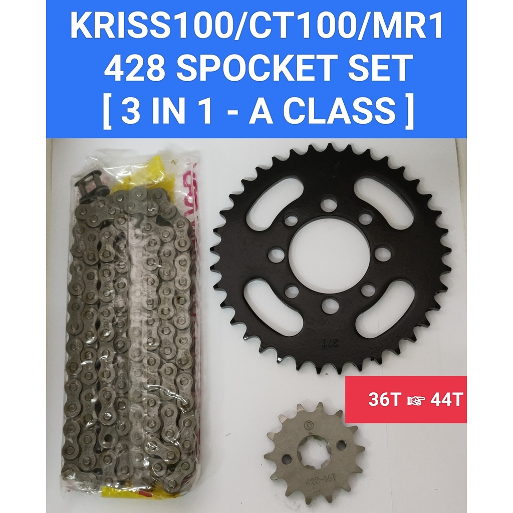 KRISS100/CT100/MR1 ( 428 ) ( 3 IN 1 - A CLASS ) SPOCKET SET WITH CHAIN/37T - 44T
