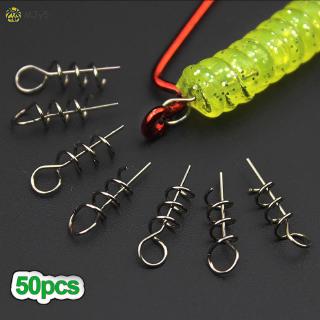 MJy5♡♡♡ 50 Pcs/Pack Soft Bait Spring Lock Pin Crank Hook Connector Fixed Latch Pins Fishing Accessories Tackle