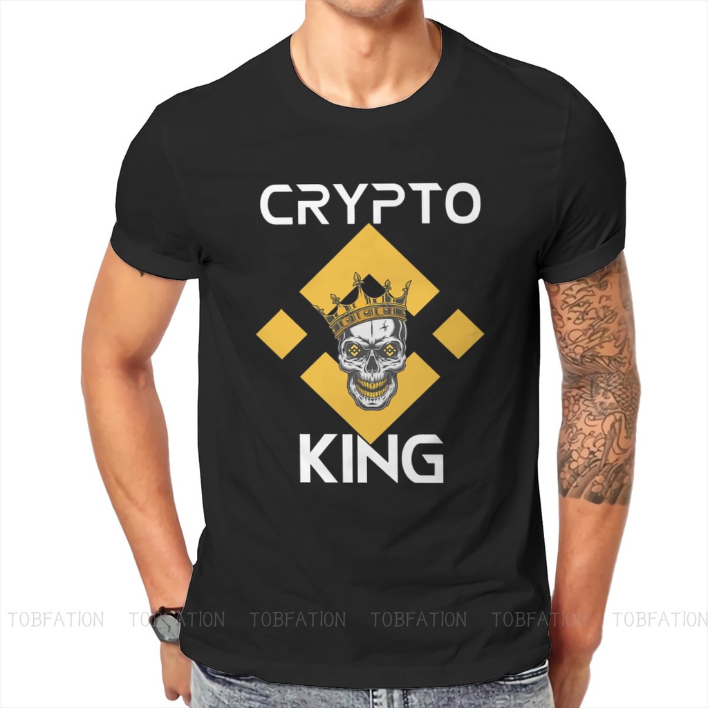 King Crypto O Neck TShirt Binance Coin Cryptocurrency Miners Pure Cotton Basic T Shirt Men Tops New 