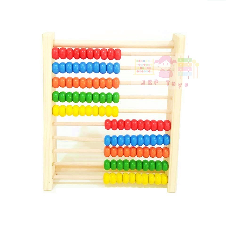 ลูกคิด 10 แถว ลูกคิดไม้ ลูกปัดนับเลข ของเล่นเด็ก ฝึกทักษะการนับ