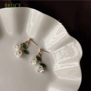 BRUCE Cute Korean Style Earrings Sweet Female Earrings Tulip Earrings New Year Earrings French Leaf Girls Romantic Simple Flower Stud Earrings