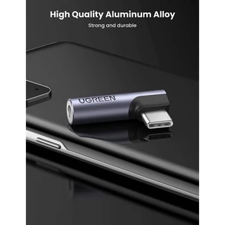 UGREEN รุ่น 80384 USB C to 3.5mm Adapter Headphone Jack Angled Type C Aux Female Car Stereo Audio Earphone Adaptor