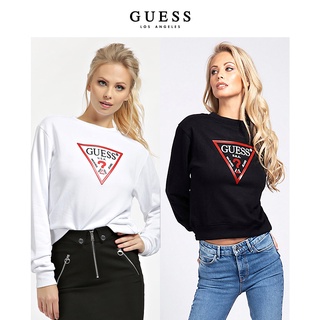 เสื้อยืดโอเวอร์ไซส์Guess เสื้อกันหนาว คอกลม พิมพ์ลายโลโก้ สามเหลี่ยม สไตล์คลาสสิก แฟชั่นฤดูใบไม้ร่วง และฤดูหนาว สําหรับผ