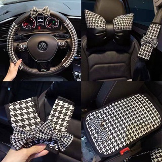 Volkswagen Plaid Bow Car Interior Decoration Headrest Lumbar Support Pillow Car Good Cute Gear Handbrake Rear View Mirror Cover qYbX