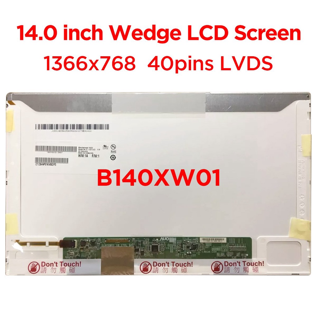 แผงหน้าจอแล็ปท็อป LCD 14.0 นิ้ว B140XW01 V9 V8 N140B6-L02 LP140WH4-TLA1 LTN140AT01 LTN140AT26 HB140W