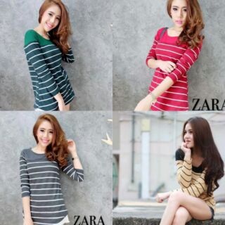 เสื้อโทนZARA ผ้าริ้ว Cotton