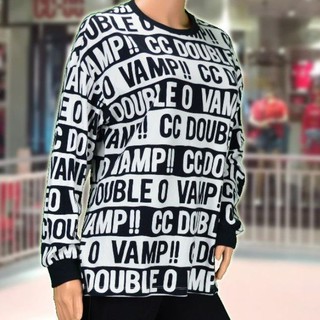 เสื้อยืดแขนยาว CC-OO สีขาวลายตัวหนังสือ CC DOUBLE O VAMP!! size S