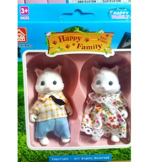 firstbuy_Happy Family ตุ๊กตาแมว ของเล่นประกอบบ้านหมี บ้านกระต่าย น่ารัก