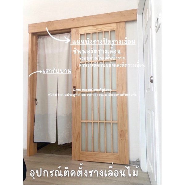 (จำหน่ายแยกชิ้น) ชุดอุปกรณ์ติดตั้งบานเลื่อน ไม้สน/ไม้เต็ง/ไม้เนื้อแข็ง สำหรับประตูขนาด 70x200, 80x200, 90x200 ซม.