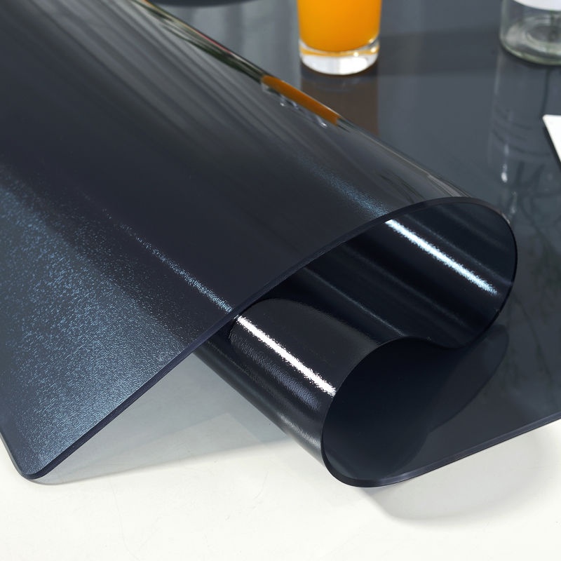 🔥🔥Hot Sale แผ่นรองจาน Placematsรสจืดสีดำด้านpvcผ้าปูโต๊ะกระจกอ่อนกันน้ำน้ำมันหลักฐานป้องกันการลวกล้าง-ปราศจากตารางโต๊ะกา