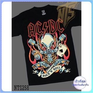 ​  AC DC Rock n Roll  เสื้อยืด เสื้อวง สกรีนลายอย่างดี ผ้าหนานุ่ม ไม่หดไม่ย้วย มาตราฐาน  แบรนด์ S M L XL XXL