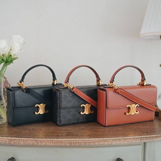 กระเป๋าทรงกล่องหนังวัวแท้ CL Box Canvas &amp; Calfskin