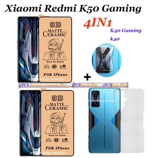 (4in1) Redmi K50 ฟิล์มเซรามิคเล่นเกม Redmi K40 Gaming 2 หน้าจอ ฟิล์มเซรามิค นิ่ม + ฟิล์มเลนส์ 1 + ฟิล์มด้านหลัง 1 ชิ้น