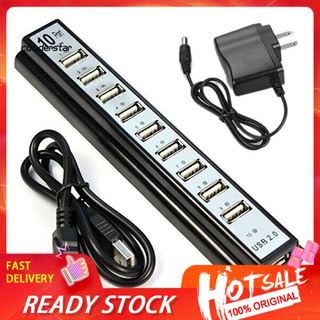 wdp 10 port hi - speed usb 2 . 0 hub splitter+us อะแดปเตอร์พาวเวอร์สําหรับคอมพิวเตอร์แล็ปท็อป