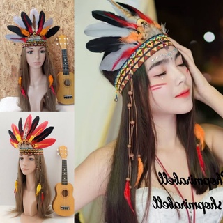 ที่คาดผมขนนก คาดผมสไตล์โบฮีเมี่ยน ที่คาดผมคาวบอย แต่งลูกปัดร…