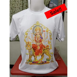 SALE!! เสื้อยืดคอกลม 3XL ลายพระแม่อุมาเทวี ทรงตรง ช/ญ ใส่ได้