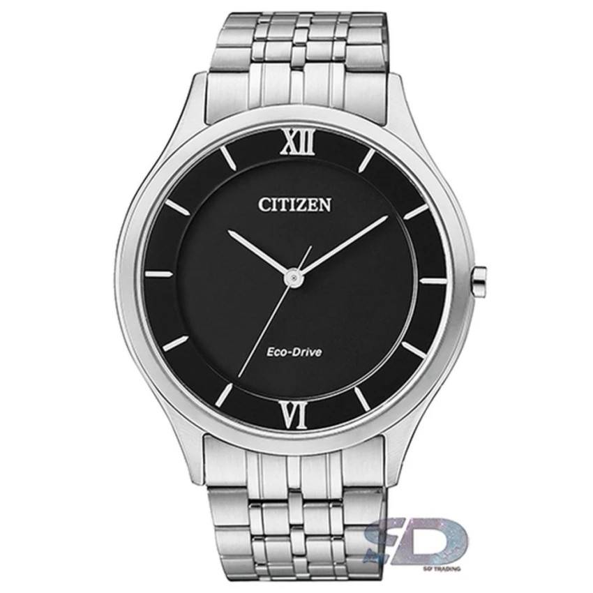 CITIZEN Eco-Drive Stiletto Super Slim Men's Watch รุ่น AR0070-51E - Silver/Black