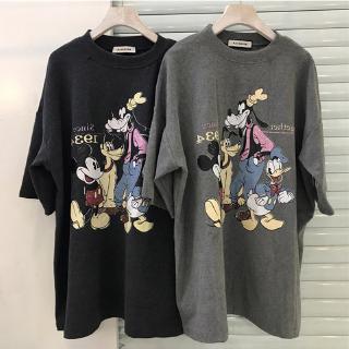 Mickey เสื้อยืดคอกลมแขนสั้นOversizeUniset Short Sleeve T-Shirt เสื้อผ้าแฟชั่นผู้หญิง เสื้อผ้าแฟชั่นผู้ชาย