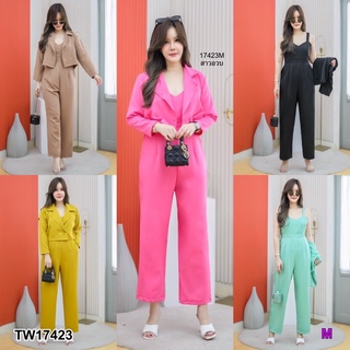 TW17423 Set#สาวอวบ2ชิ้น จั้มสูทสายเดี่ยว