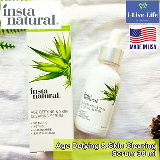 เซรั่มช่วยลดสิว รอยดำ และริ้วรอย Age Defying &amp; Skin Clearing Serum 30 ml - InstaNatural