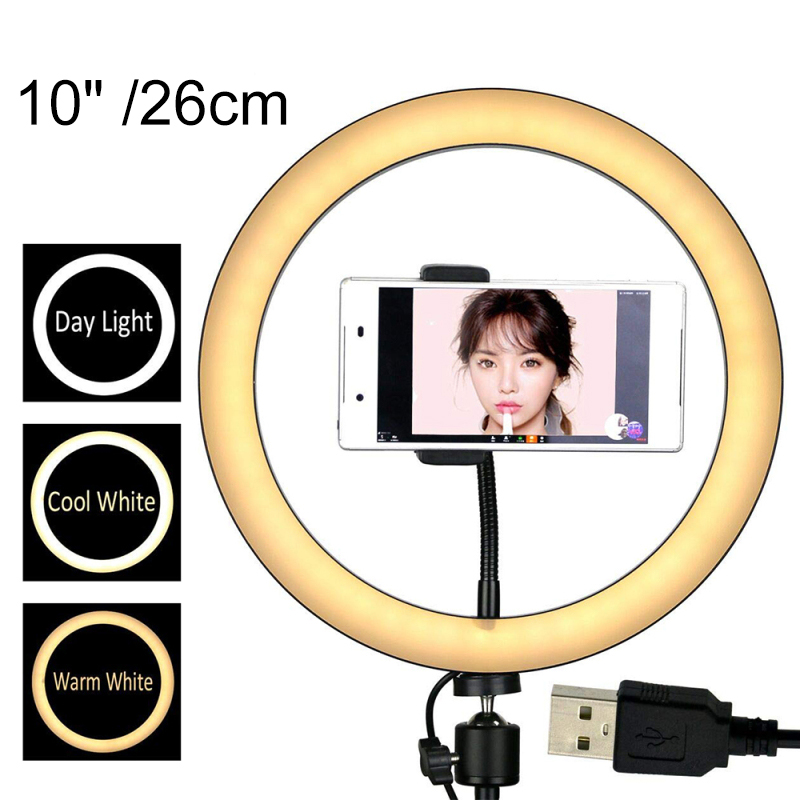 12/10/8นิ้ว ไฟ live สด LED พร้อมขาตั้ง ปรับไฟได้ 3 สี  USB Plug ชุดไฟไลฟ์สด ไฟ Led