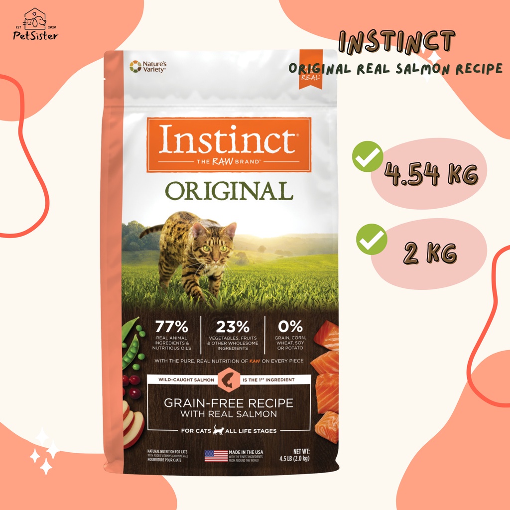 🐱Instinct Original Real Salmon Recipe 2 kg และ 4.54 kg อาหารแมวเกรดพรีเมี่ยม x Petsister