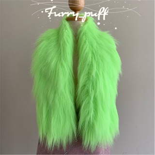 ผ้าพันคอขนมิ้ง,ผ้าพันคอ,เสื้อขนมิ้ง,รุ่นFancy Fur ขนยาวสีเขียวนีออน