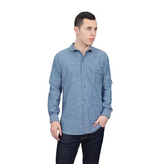 Han&amp;Co.FT.Work Shirt Long Sleeve-Indigo Blue เสื้อเชิ้ตแขนยาวสีIndigo Blue(สีน้ำเงินเข้ม)