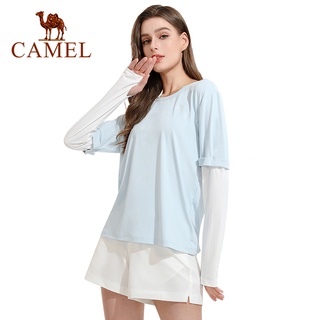 Camel เสื้อยืดแขนยาว กันแดด ระบายอากาศ แบบแห้งเร็ว สําหรับผู้หญิง